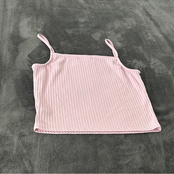 Tops - Love J Ribbed Tank Top Square‎ Neck Sleeveless Casual Pink Top Size L